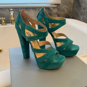Prada suede platform heels, brand new!